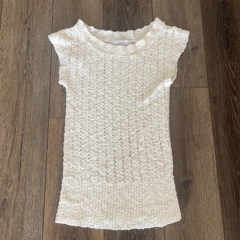 Cream Short Sleeve Sweater